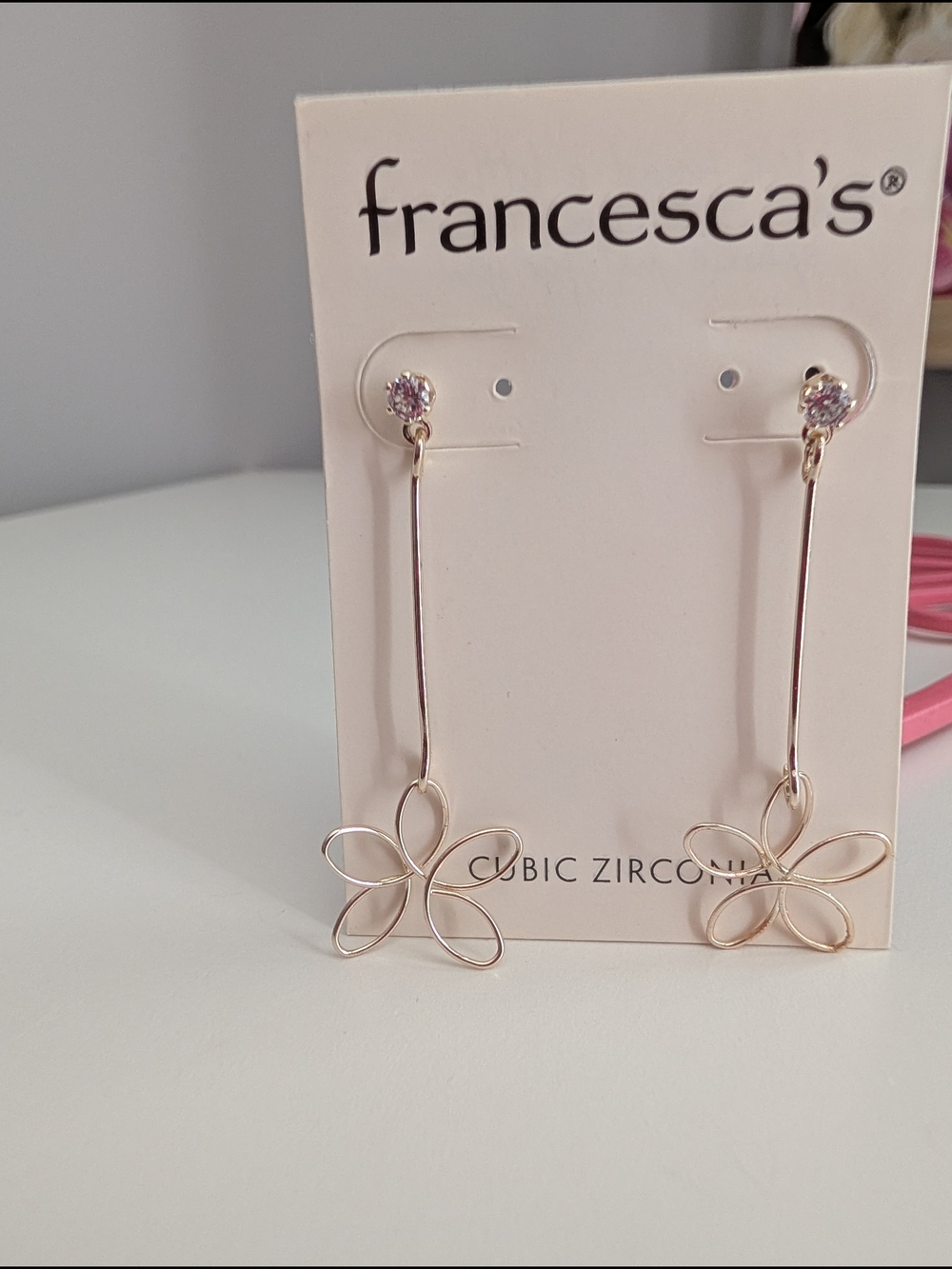 Francesca's Collections Silver Flower Drop Earrings